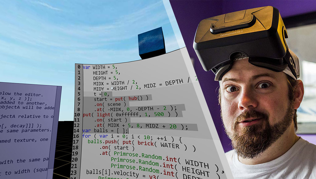 Sean McBeth and a screenshot of Primrose VR in action