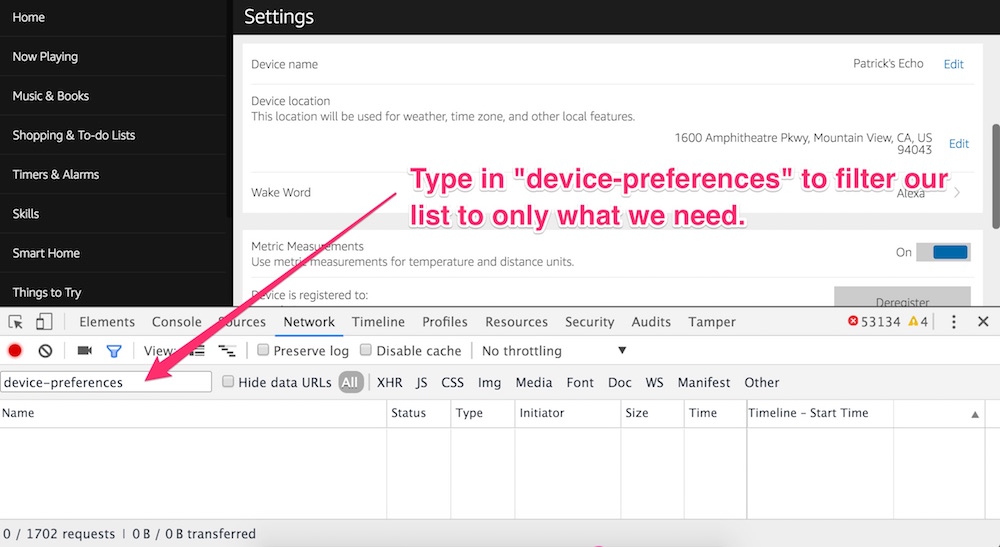 Filtering to just device-preferences requests