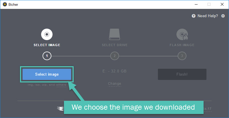 The select image button on Etcher