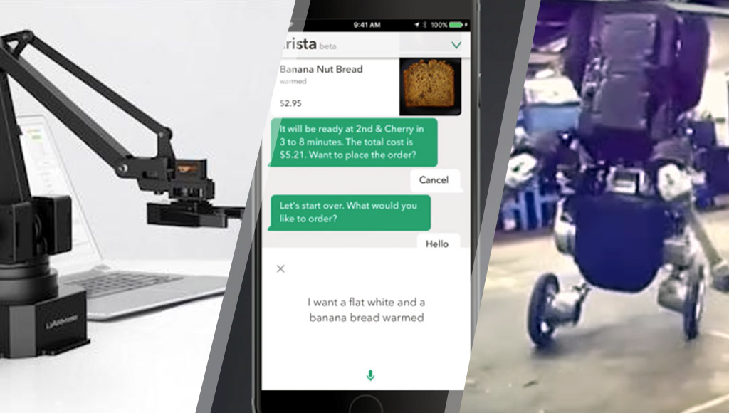 A desktop robot arm, Starbucks assistant app and new Boston Dynamics robot